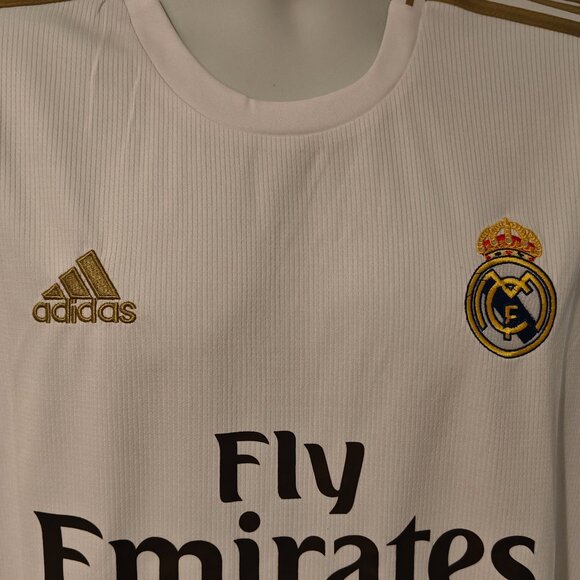 Adidas Real Madrid 2019/2020 Home Jersey White/Gold Men's Sizes M and L Soccer - Picture 7 of 14